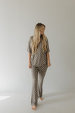 Short Sleeve Women's Bamboo Pajama | Faded Brown Checkerboard