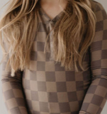 Bamboo Two Piece Pajama | Faded Brown Checkerboard