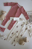 Bamboo Zip Pajamas | Peppermint Stripe Ribbed