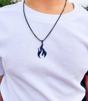 Flame necklace on box chain
