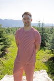 Men's Short Sleeve Pajamas | Peppermint Stripe Ribbed