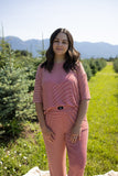 Women's Boxy Tee Lounge Set | Peppermint Stripe Ribbed