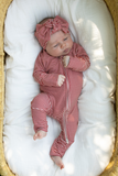 Bamboo Zip Pajamas | Peppermint Stripe Ribbed