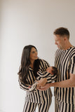 Women's Bamboo Button Up Lounge Set | Midnight Stripe