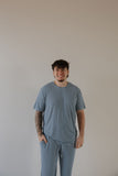 Men's Short Sleeve Pajamas | Blue Gingham