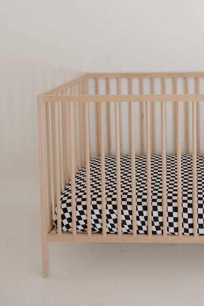 Muslin Crib Sheet | Black & White Checkerboard