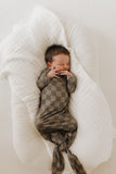 Bamboo Knotted Gown | Faded Brown Checkerboard