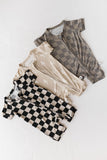 Shortie Bamboo Zip | Black Checkerboard