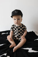 Shortie Bamboo Zip | Black Checkerboard