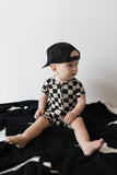 Shortie Bamboo Zip | Black Checkerboard