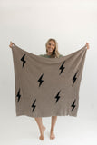 Plush Blanket | Brown Lightning Bolt