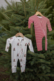 Bamboo Zip Pajamas | Peppermint Stripe Ribbed