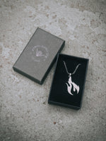 Flame necklace on box chain