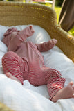 Bamboo Zip Pajamas | Peppermint Stripe Ribbed