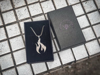 Flame necklace on box chain
