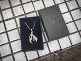 Flame necklace on box chain