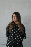 Women's Bamboo Short Set | B&W Polka Dot