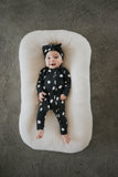 Bamboo Zip Pajamas | B&W Polka Dot