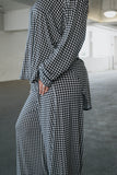 Women's Bamboo Button Up Lounge Set | Black Gingham