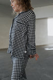 Girl's Bamboo Button Up Lounge Set | Black Gingham