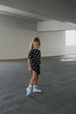 Girl's Bamboo Short Set | B&W Polka Dot