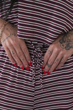 Women's Bamboo Crop Tee Lounge Set | Maroon Stripe