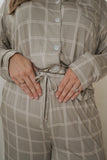 Women's Bamboo Button Up Lounge Set | Linen Grid