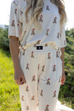 Women's Boxy Tee Lounge Set | Santa Teddy