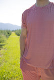 Men's Short Sleeve Pajamas | Peppermint Stripe Ribbed