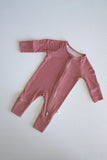Bamboo Zip Pajamas | Peppermint Stripe Ribbed