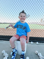 Batter Up | Carolina Blue Front/ Back Graphic T-shirt