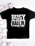 Busy Ballin' Bolt | Black Graphic T-shirt