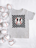 Checker Baseball |  Grey Graphic T-shirt