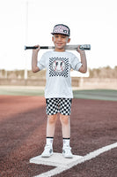 Checker Baseball |  Grey Graphic T-shirt