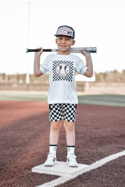 Checker Baseball |  Grey Graphic T-shirt