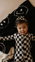 Bamboo Zip Pajamas | Black Checkerboard