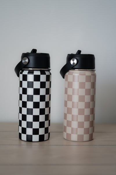 Beige Checker 16 OZ Water Bottle