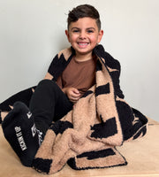 **PREORDER** Black + Camel Bolt Cozy Blanket estimated arrival Mid February please read all details prior to purchasing