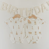 Short Sleeve Bamboo Snapsuit | Birthday Girl