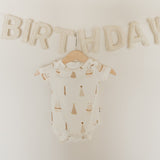 Short Sleeve Bamboo Snapsuit | Birthday Boy