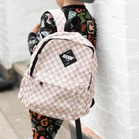 Mid-Size Tan Checkered Backpack