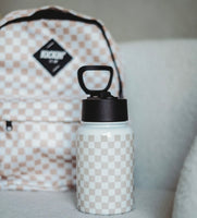 Tan Checkered Water Bottle